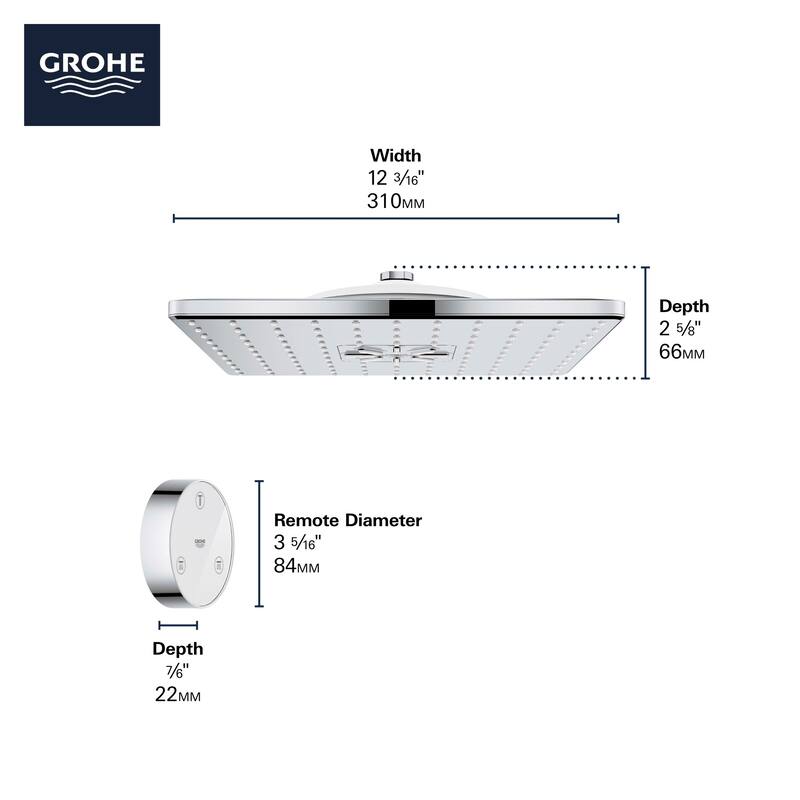 Grohe Rainshower 1.75 GPM Multi Function Shower Head with SmartConnect