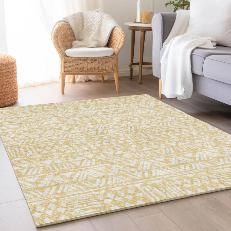 Premium Washable Super Soft Boho Modern Global Mayfield Rug - Wheat - 3' x 5'