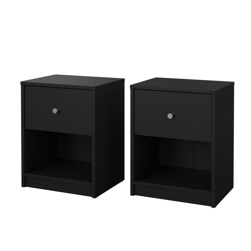 Porch & Den Portland 1 Drawer Nightstand - Set of 2 - Black