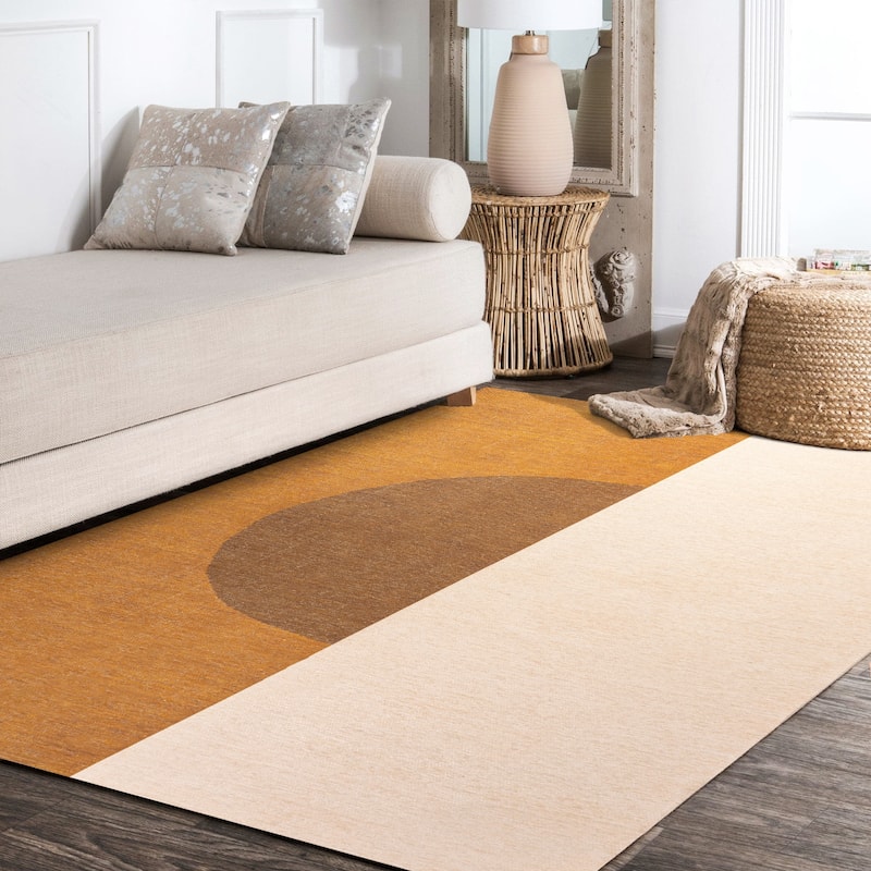 JONATHAN Y Ashkii Bohemian Textured Weave Floral Machine Washable Area Rug