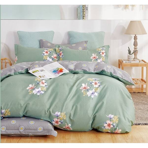 Shop Kaufmann 100 Cotton Lily Reversible Comforter Set Green On Sale Overstock 32144465