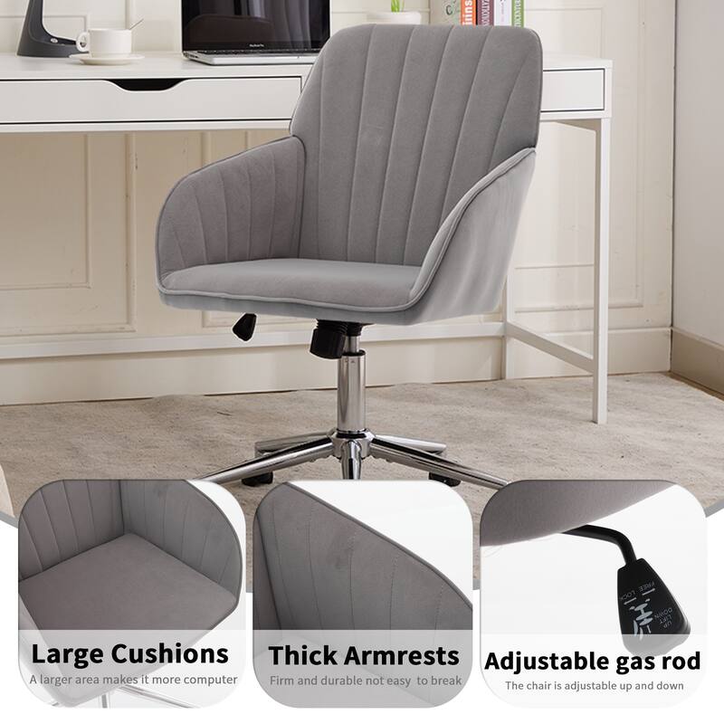 Adjustable Velvet Office Chair Ergonomic Swivel Chair with Backrest