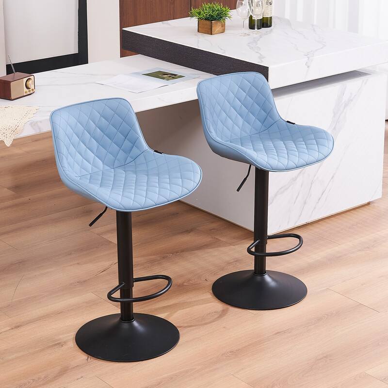 Counter Height Modern Barstools Set of 2 Kitchen Bar stools Side Counter Stools - Blue