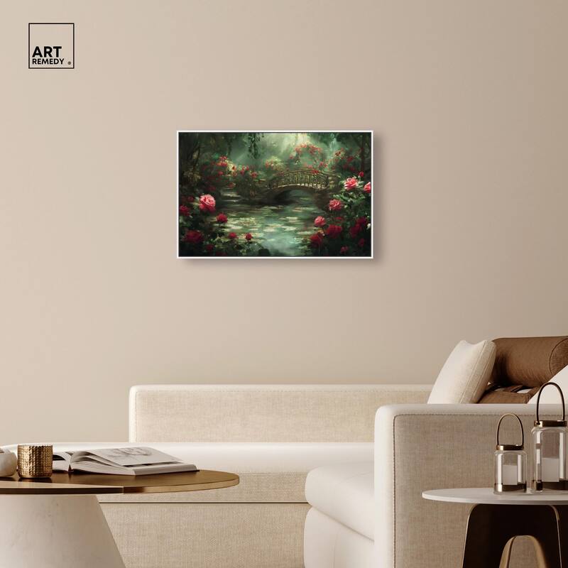 Rose Garden Bridge Canvas by Art Remedy
