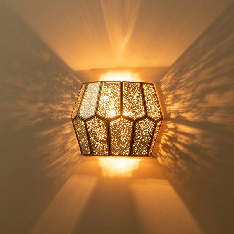C Cattleya Brass Wall Light Indoor Wall Sconce with Silver Mercury Glass - Antique Brass