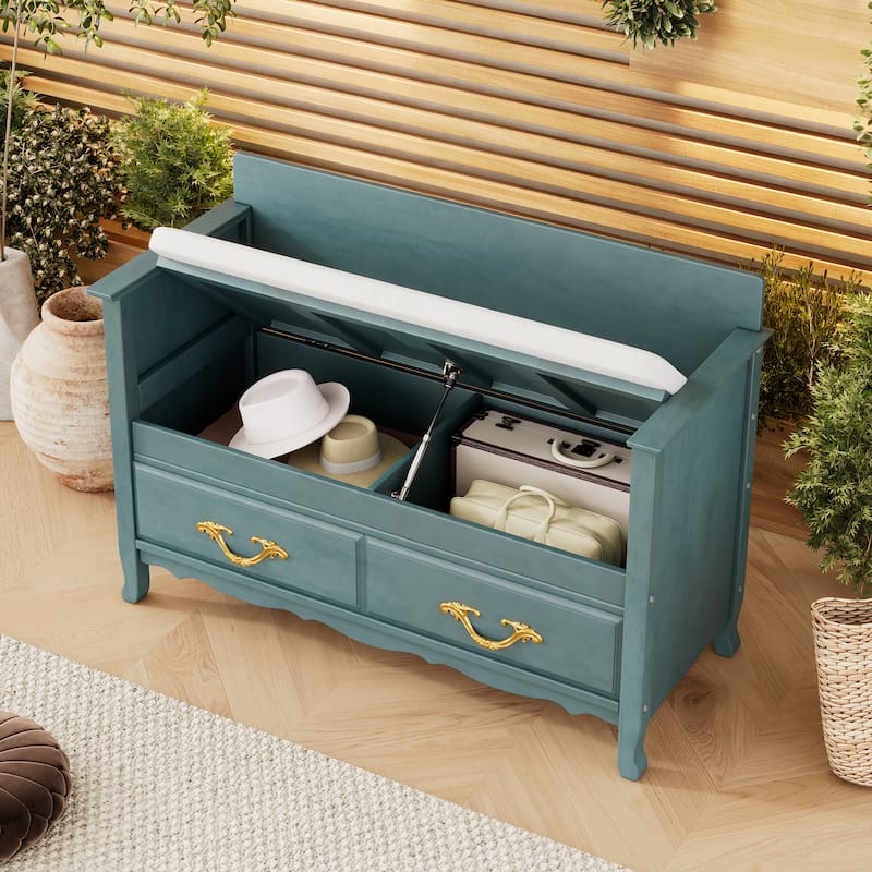 Shoe Bench with Removable Cushion & Hidden Storage