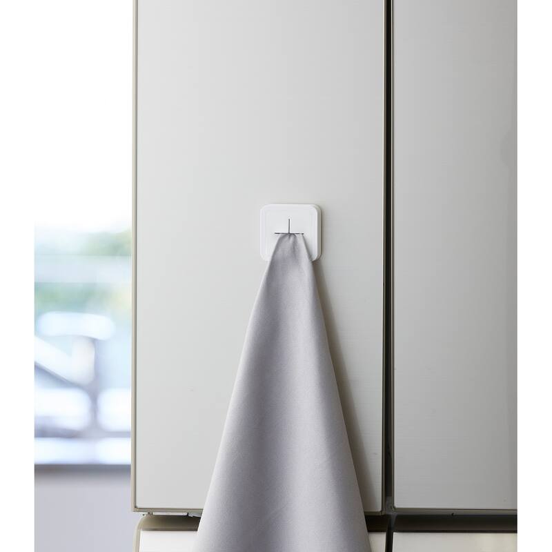 Yamazaki Home Traceless Adhesive Kitchen Towel Holder, ABS Plastic, Holds 0.55 lbs - L 0.91 x W 2.17 x H 2.17 inches