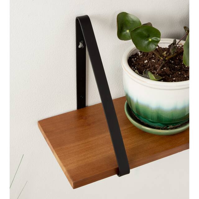 Kate and Laurel Soloman Wood 2 Piece Shelves with Metal Brackets