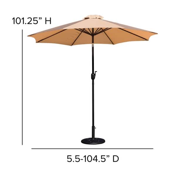 dimension image slide 1 of 8, 9 FT Round Umbrella - 1.5" Diameter Aluminum Pole - Crank and Tilt Function