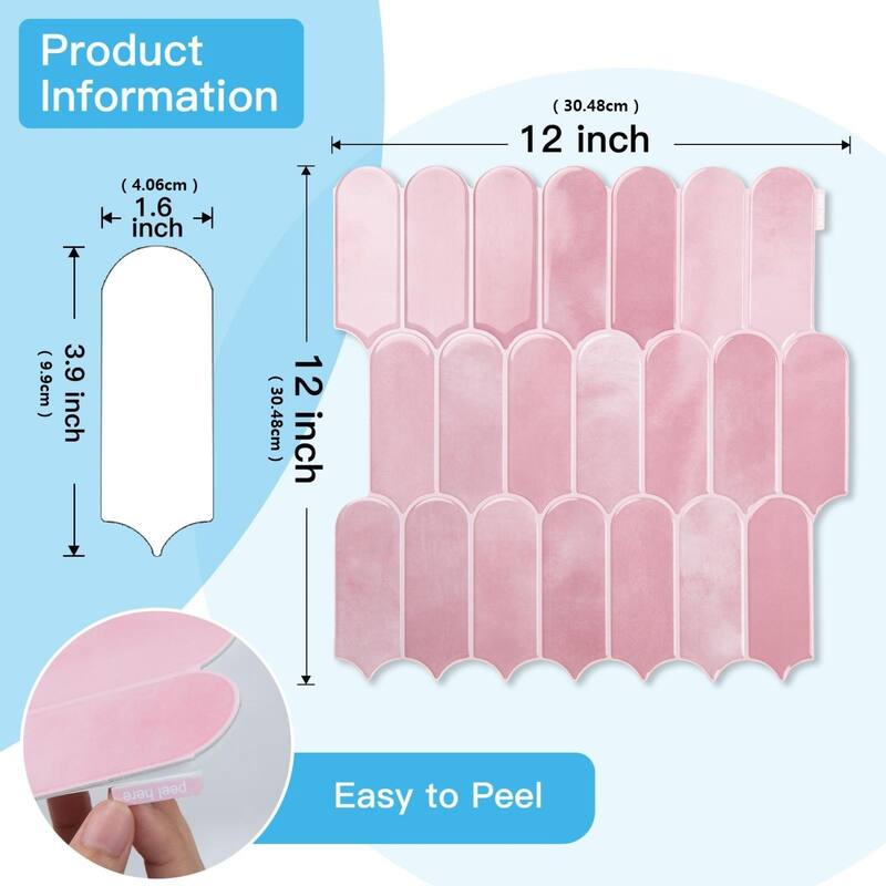 Art3d 10pcs Peel and Stick Backsplash Thickened Tiles, 12''x12'', Cover 10 Sq.Ft. - N/A