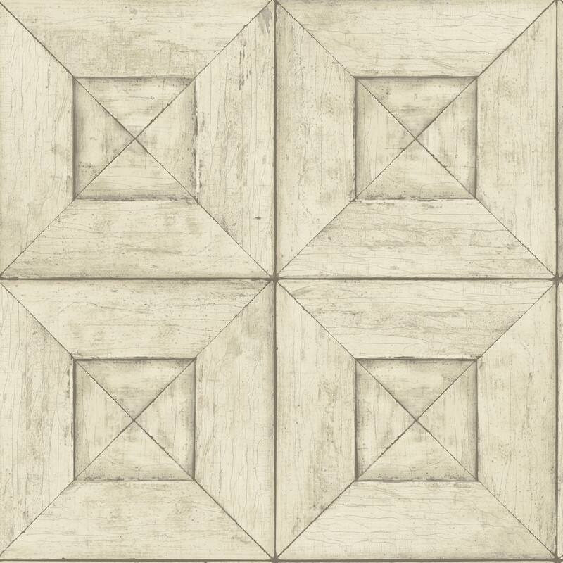 Chesapeake Avery Cream Wood Wallpaper - 20.5in x 396in x 0.025in