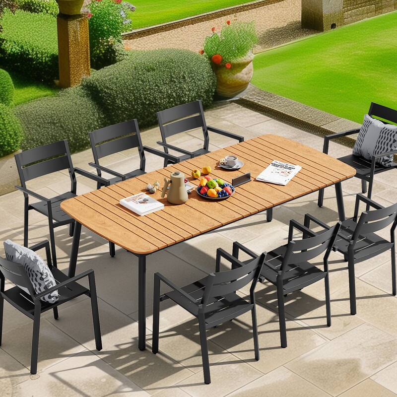 Outdoor Patio Dining Table Rectangular Aluminum Outdoor Table for 6/8/10 Person