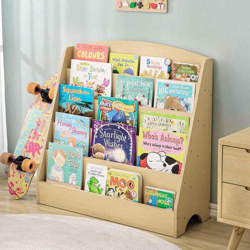 Mcow 5-Tier Kids Wooden Children Book Rack