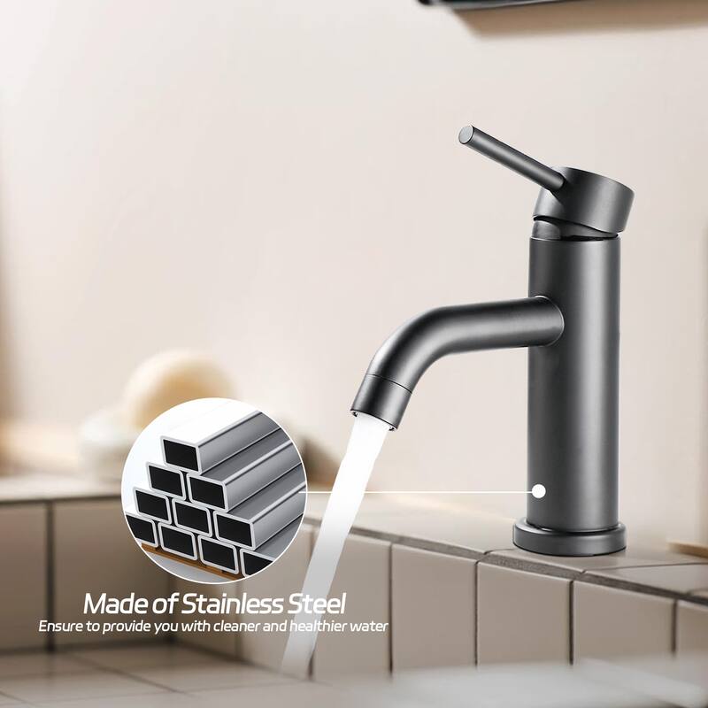 Modern Single Handle Bathroom Sink Faucet with Single Handle Lever Design, Water Saving, Anti Corrosion and Anti Rust