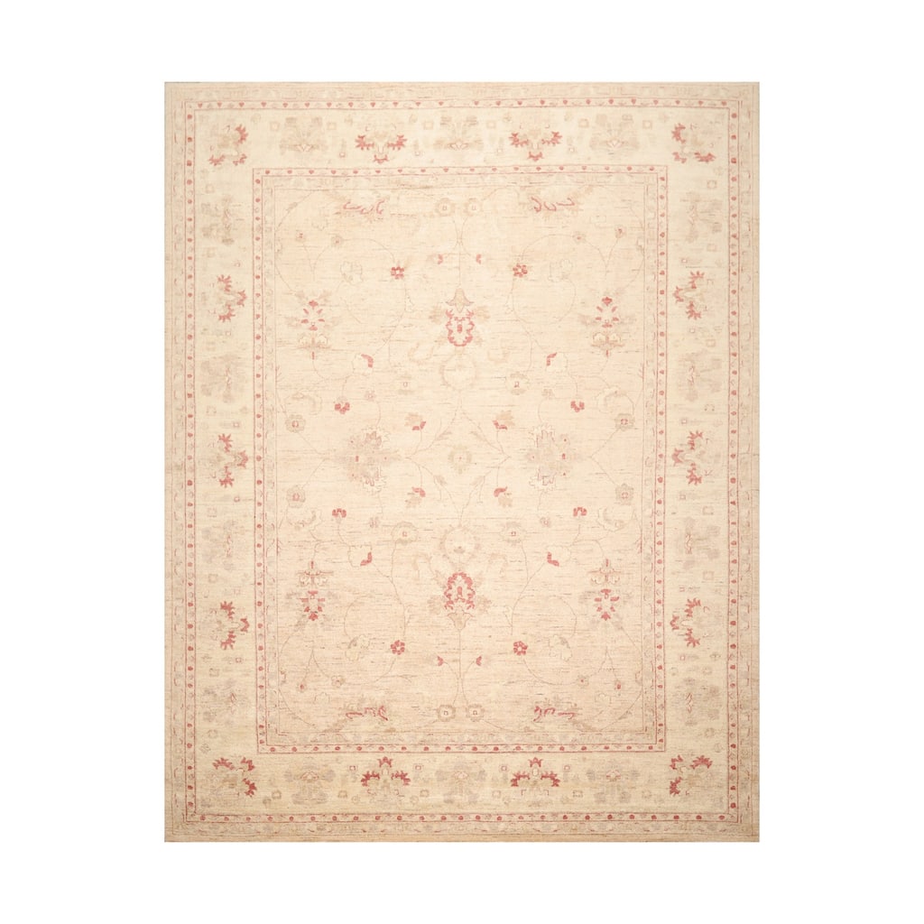 Hand Knotted Oatmeal,Ivory Persian Wool Oriental Area Rug (9x12) - 8' 10'' x 11' 2''