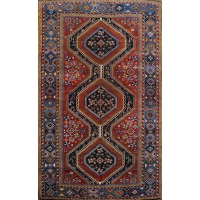 Hand Knotted Oriental 100% Wool Carpet Traditional Tribal Navy Blue & Blues Yalameh Area Rug - 10' 8'' X 7' 6''