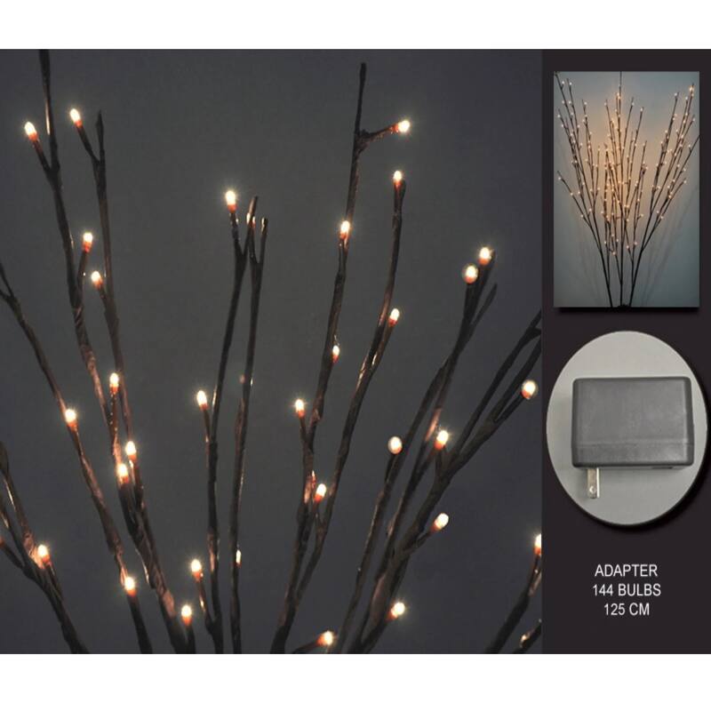 20" Brown Willow Branch Artificial Tree With Floral Clear Lights