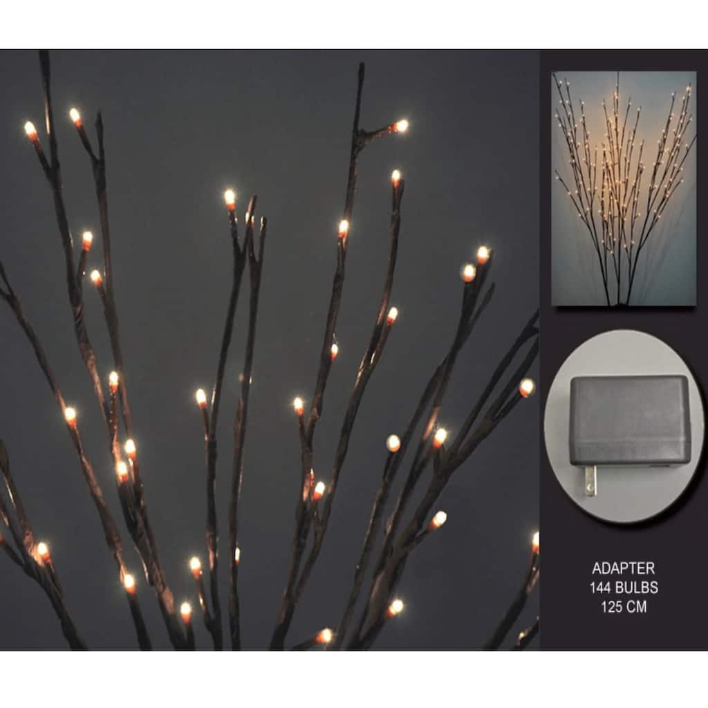20" Brown Willow Branch Artificial Tree With Floral Clear Lights