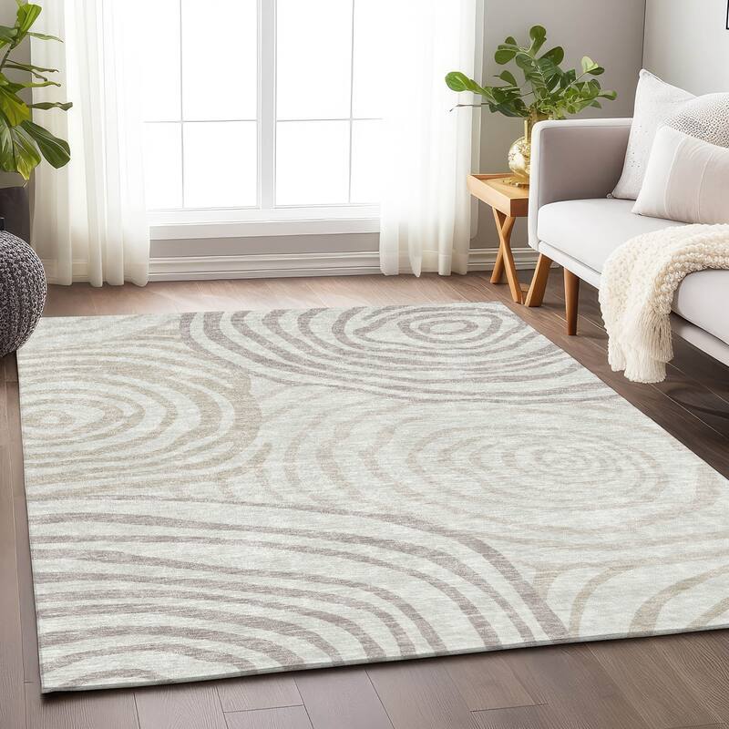 Premium Washable Super Soft Modern Mesmerize Mayfield Rug - Ivory - 9' x 12' - Rectangle
