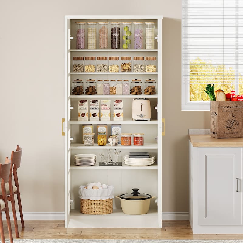 71" Tall Modern Storage Cabinet with Doors and Adjustable Shelves