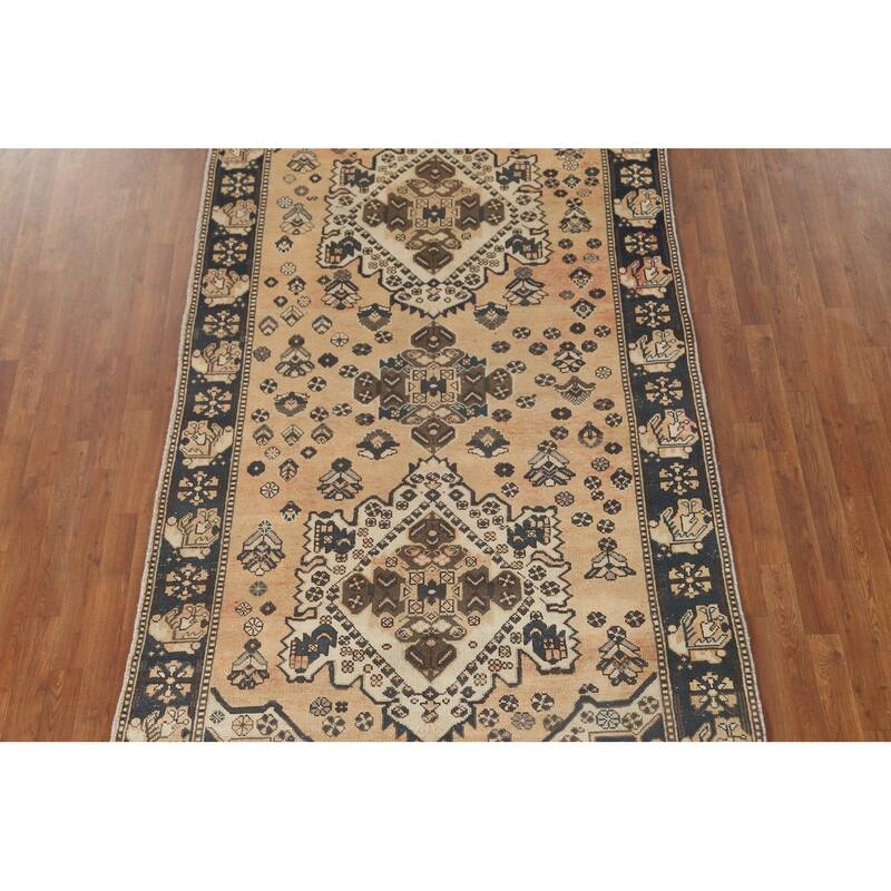 Bakhtiari Persian Vintage Area Rug Handmade Wool Carpet - 5'1" x 9'11"