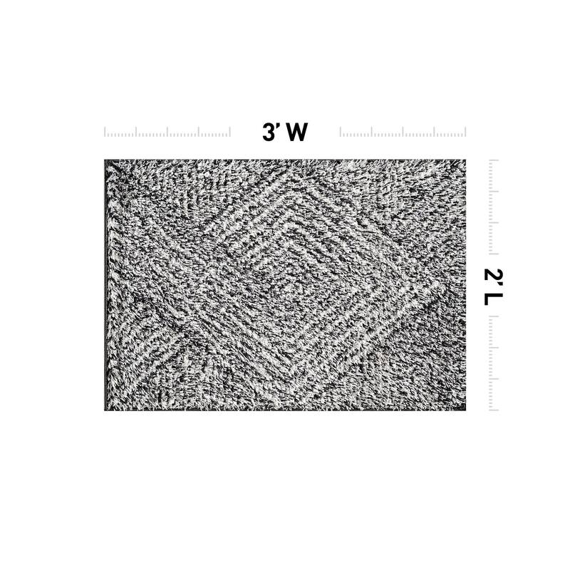 Minimal Stripe Geometric Shag Rug - Anthracite Dark Gray - Medium Pile - Cozy & Modern
