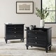 preview thumbnail 1 of 9, Muriel Farmhouse 3 Drawers End Table with Built-In Outlets nad Pull-out Shelf Set of 2 by HULALA HOME Black