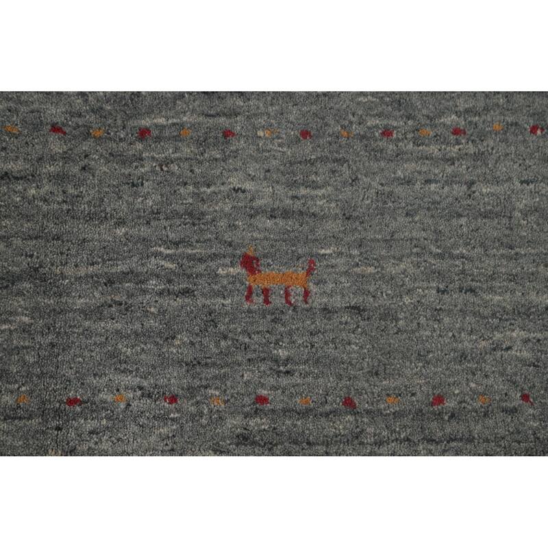 Gray Gabbeh Oriental Area Rug Wool Carpet - 8'0"x 9'8"