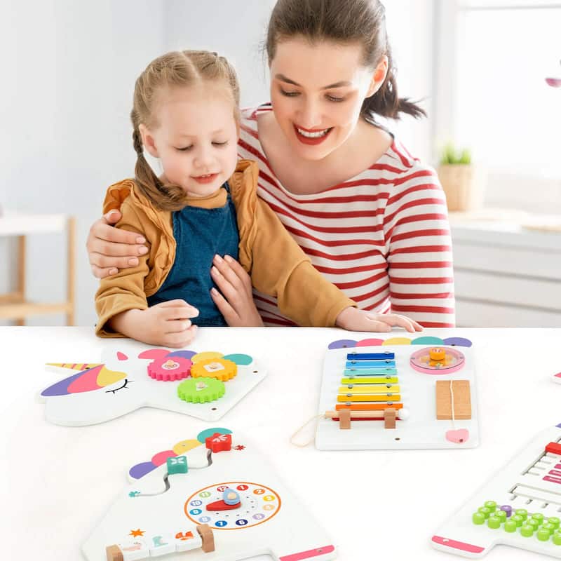 Costway 11-in-1 Unicorn Activity Wall Busy Board Panels for Education - See Details