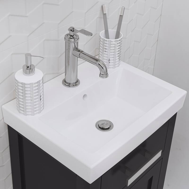 Mia 18 In. Integrated Ceramic Sink Top Vanity in Espresso with Modern Single Faucet