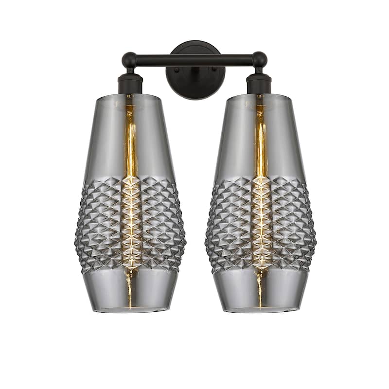 Innovations Lighting Windham - 2 Light 16" Bath Vanity Light. - Smoked/Oil Rubbed Bronze