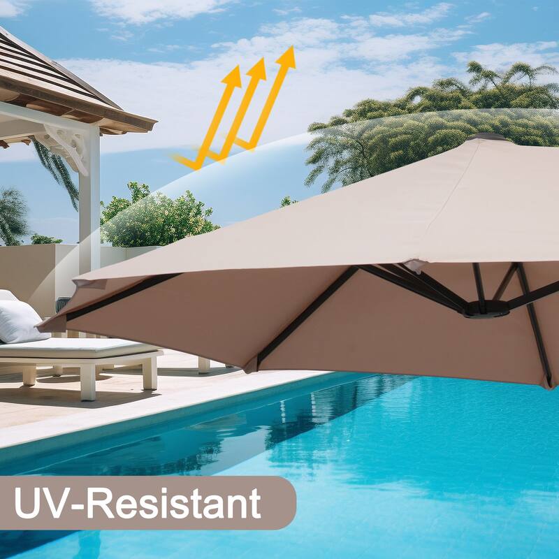 13 ft Patio Umbrella with Base Double-Sided Rectangular Outdoor Deck Umbrella
