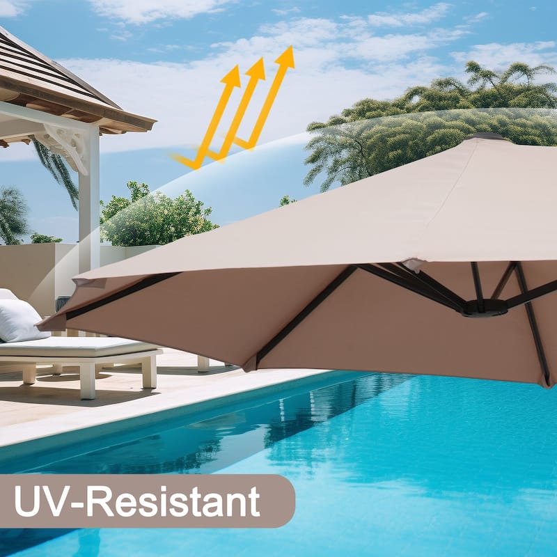 Autlaycil 13 ft Patio Umbrella with Crank Outdoor Umbrella with Base