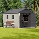 preview thumbnail 108 of 117, Patiowell 8' x 6' / 8' x 8' / 8' x 10 '/ 8' x 12' Plastic Outdoor Shed With Floor for Patio Furniture, Tools (Kick-It Shed)