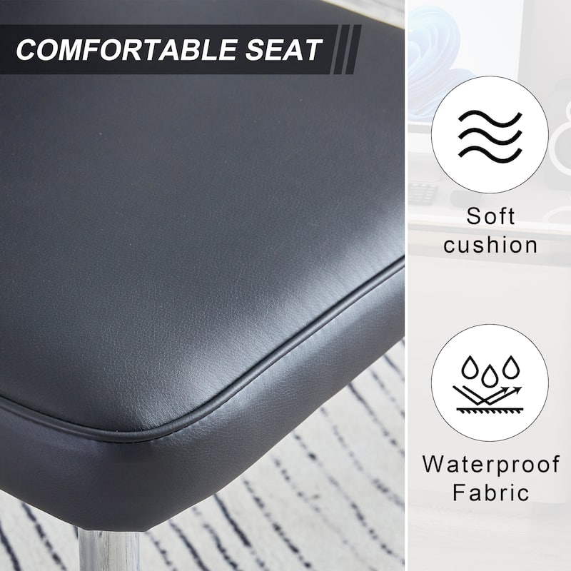 Modern Minimalist PU Upholstered Dining Chairs with Metal Legs