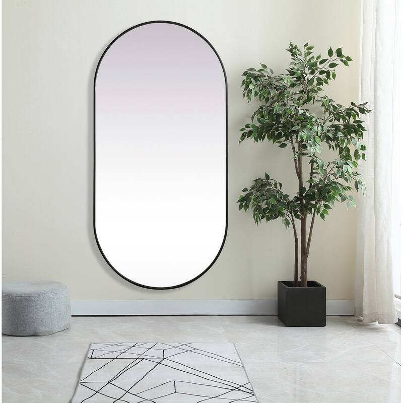Indigo Home Metal Frame Oval Mirror 36x72 Inch