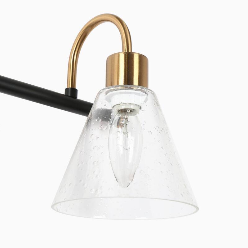 Modern Transitional 3-light Bathroom Vanity Light Black Gold LED Dimmable Wall Sconce