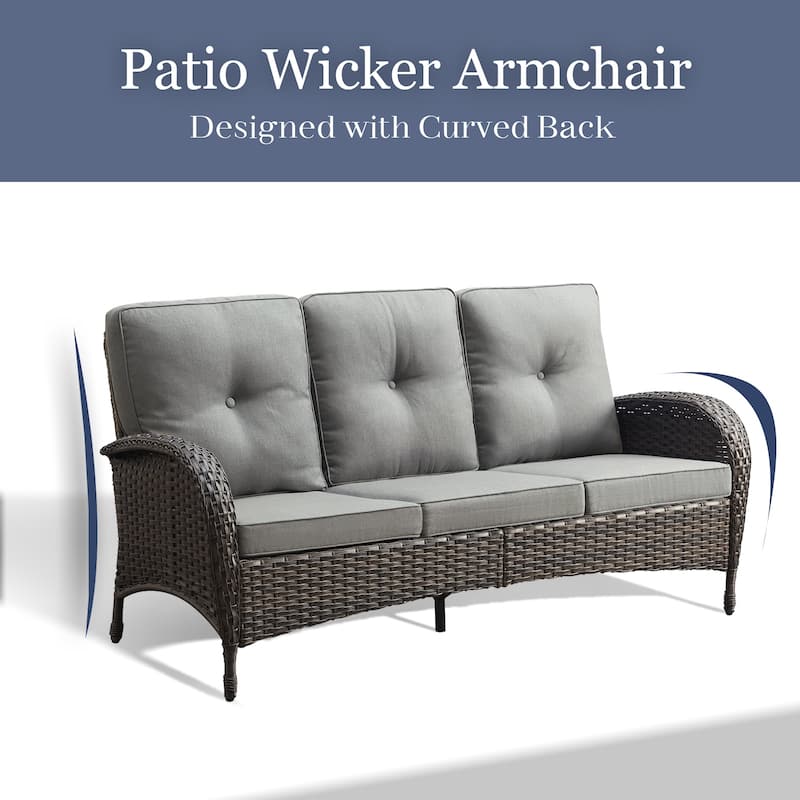 Pocassy Patio Outdoor Sofa Swivel Chairs with Ottman Table Set