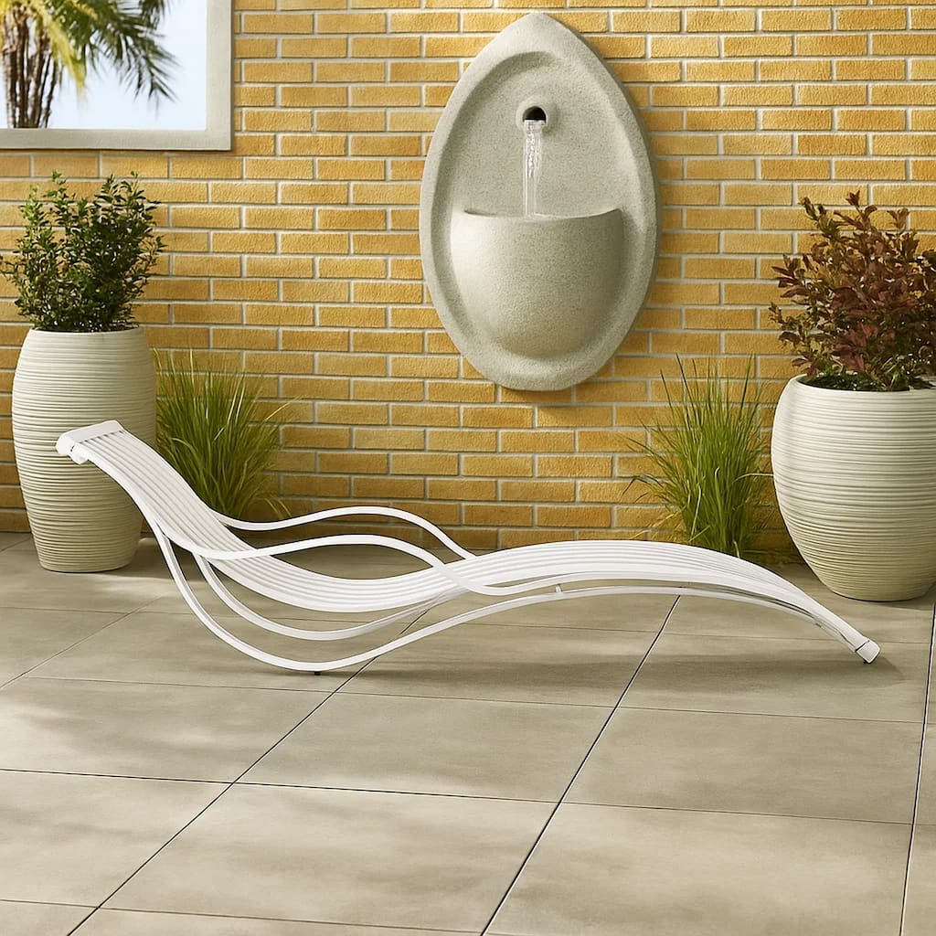 Industrial Style Aluminum Lounger with Slatted Details, White