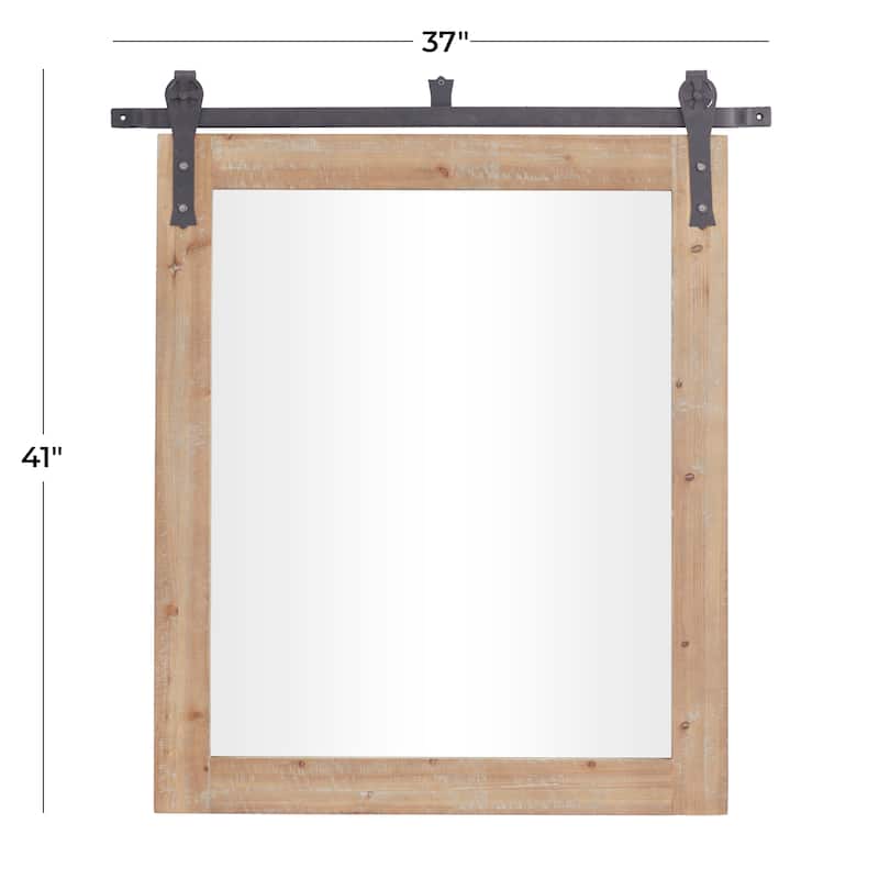 Barn Door Style Wood Industrial Farmhouse Hanging Wall Mirror
