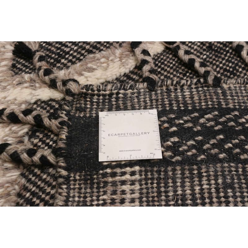 ECARPETGALLERY Hand-knotted Tangier Black, Light Grey Wool Rug - 8'3 x 10'3