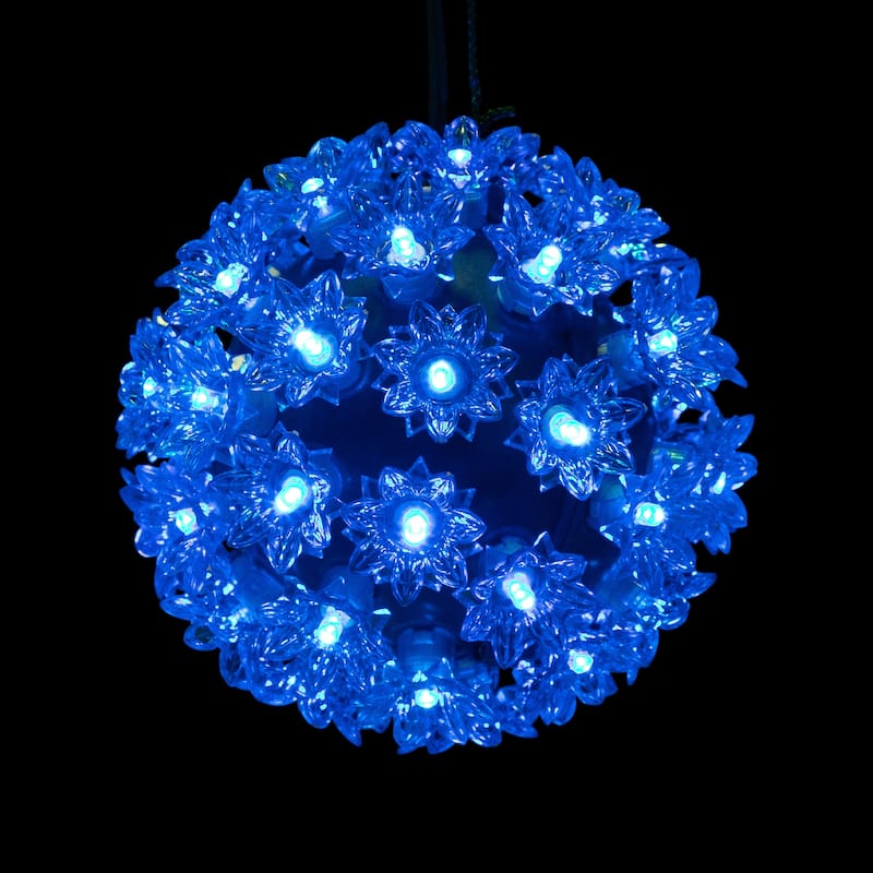 LED Lighted Hanging Starlight Sphere Outdoor Christmas Decoration- 6" - Blue