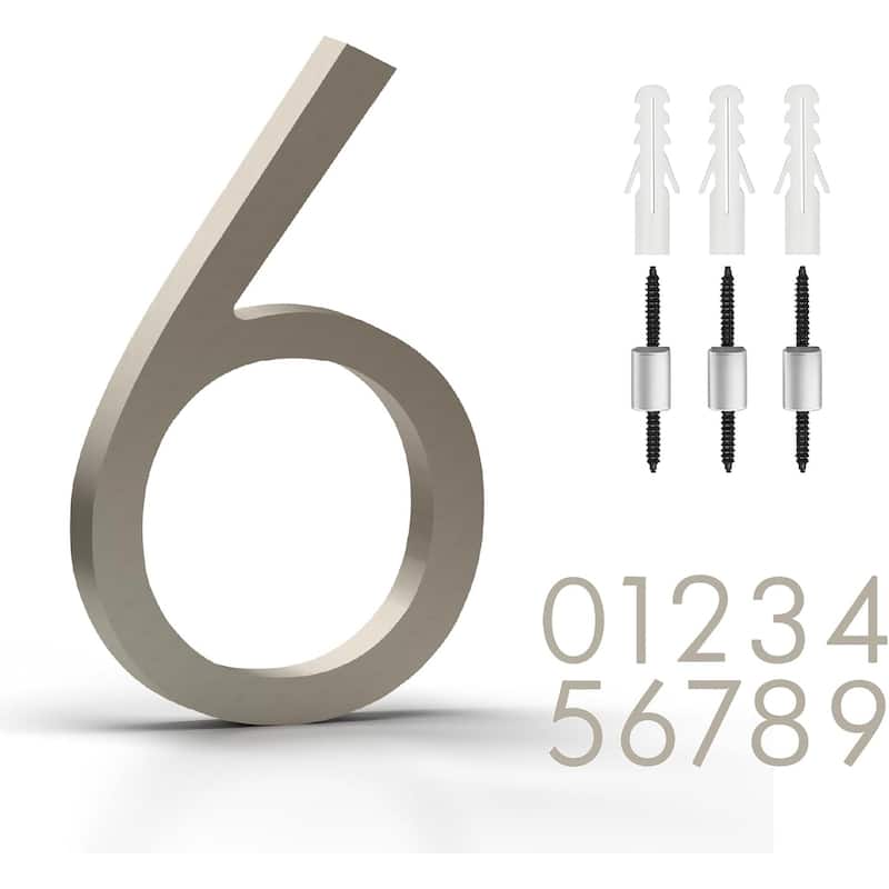 Mega Handles Modern Metal House Numbers | Heavy Duty Outdoor Address Digits | Easy to Install, Floating or Flush Mount Design