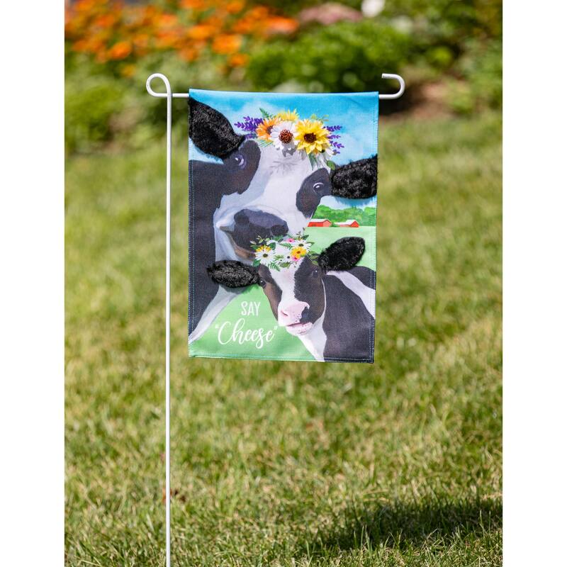 Say Cheese Cows Garden Burlap Flag