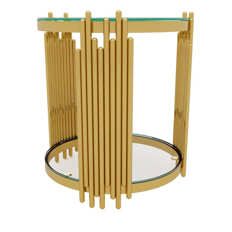 Glass Coffee Table Set of 3, Includes 1 Coffee Table & 2 End Tables, Luxury Living Room Table Set with Glass Top and Lower Shelf