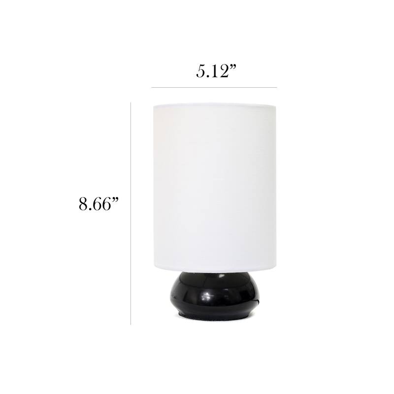 Simple Designs Gemini Colors 2 Pack Mini Touch Table Lamp Set with Fabric Shades