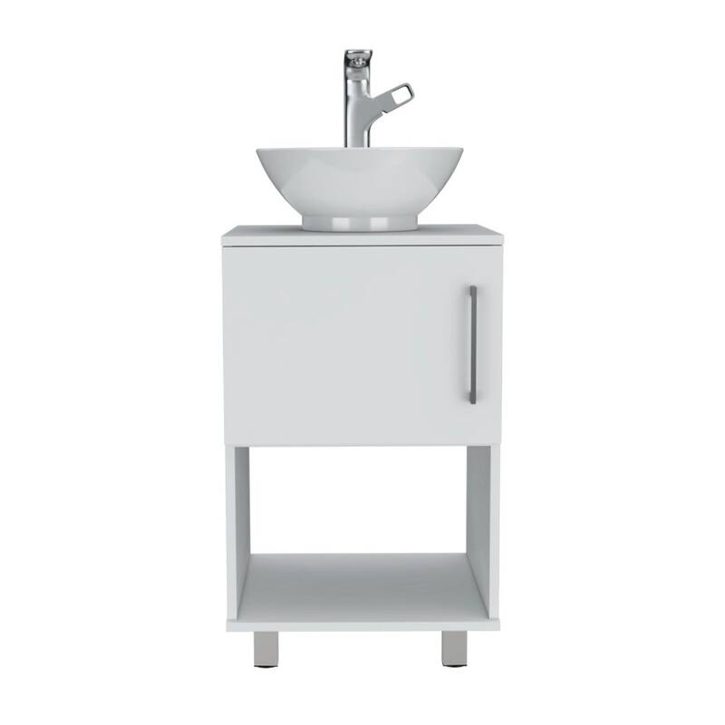 Bathroom Storage Cabinet with One Door, Open Shelf, and Easy Assembly - Space-Saving Design - 17.71in L - White
