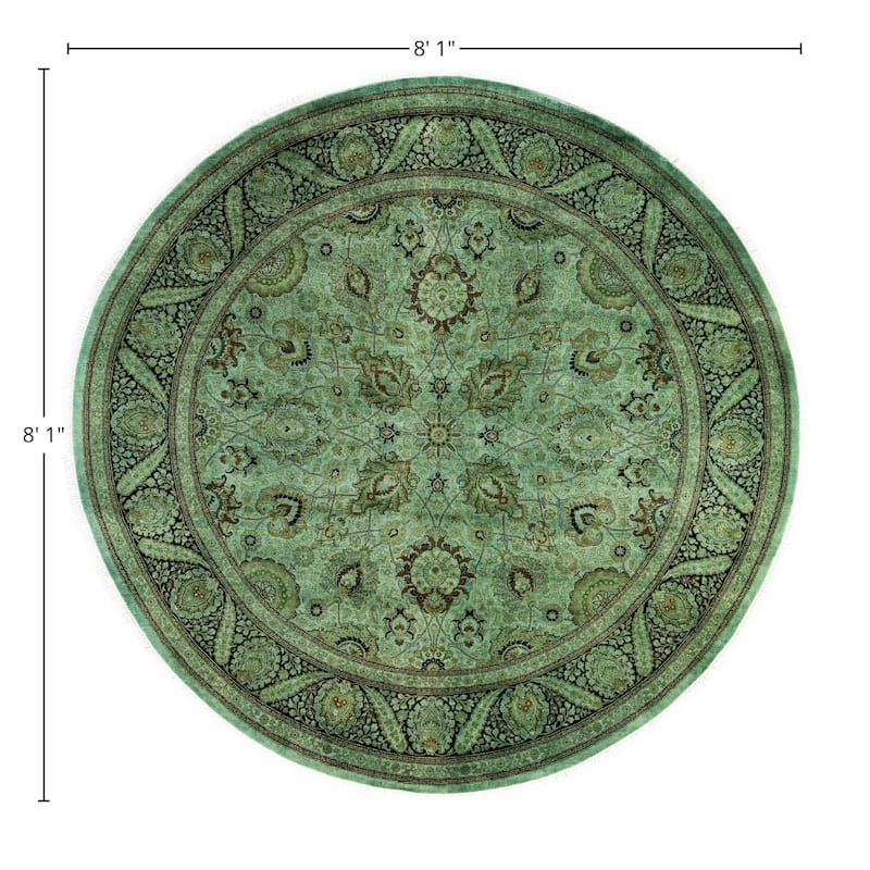 Overdyed One-of-a-Kind Hand-Knotted Area Rug - Green - 8' 1" x 8' 1"