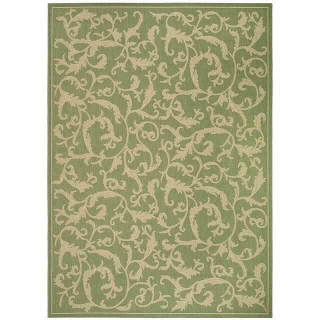 SAFAVIEH Courtyard Darline Indoor/ Outdoor Waterproof Patio Backyard Rug - 5'3" x 5'3" Round - Olive/Natural
