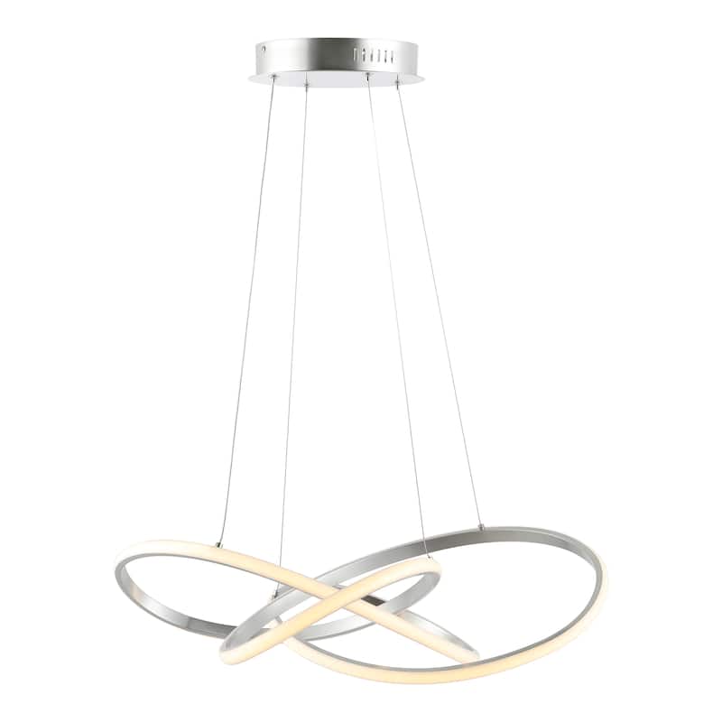 Circulo 25" Abstract Integrated LED Metal Adjustable Pendant, Black by JONATHAN Y - Silver Painting